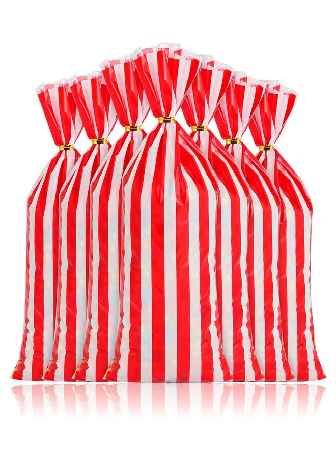 Lecferrarc 100 Pcs Carnival Treat Bags Circus Carnival Cellophane Candy Bags Red and White Stripe Circus Party Favors with Twist Ties for Birthday Party Supplies - Image 4